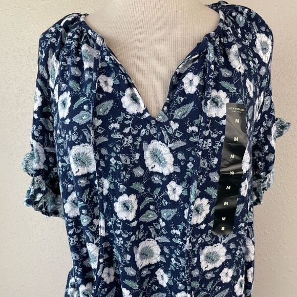 NWT Lucky Brand Blue Floral Dress Size M - Picture 2 of 8
